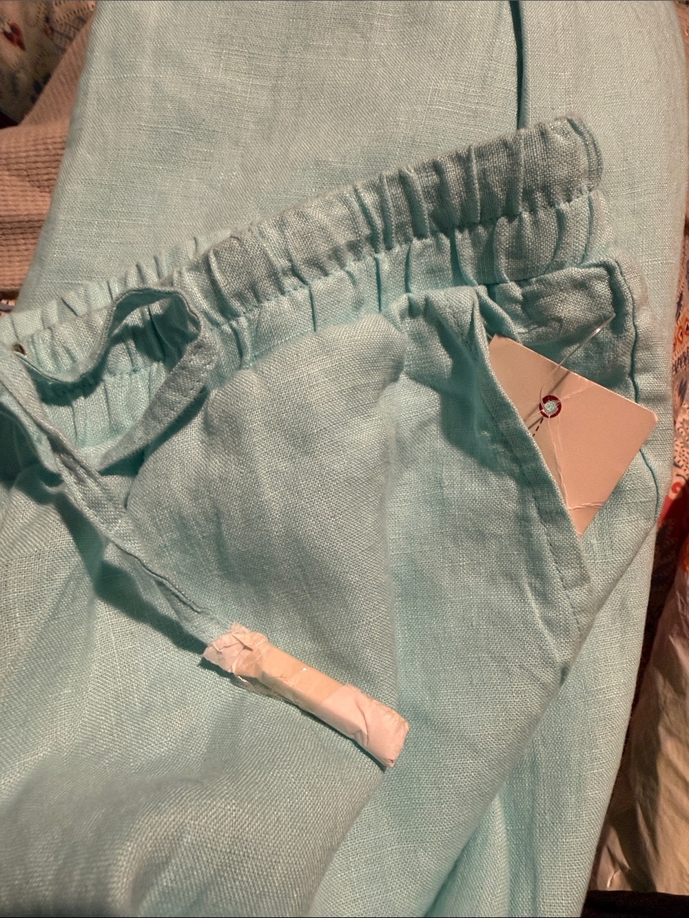 New Guess by Marciano Trista Linen Palazzo Ocean Blue Pants 0 XS - Picture 11 of 11